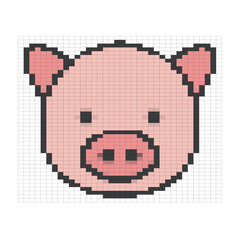 pig pixel art vector illustrations. drawing kids