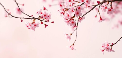 Soft pink cherry blossoms falling on pastel background, background, cherry blossom