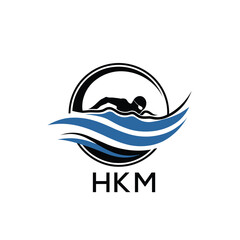HKM Swimming  Company logo. HKM Water Sports logo design for entrepreneur and business. HTK Training Branding best icon.
