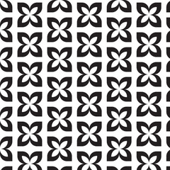 black and white seamless pattern with flowers