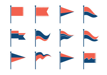 Collection of modern vector flags and banners with geometric shapes