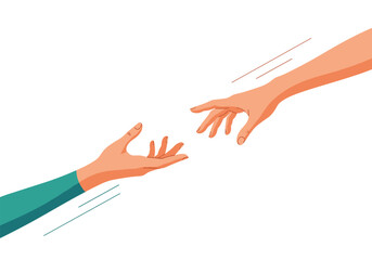 Obraz premium Two hands reaching out to each other with fingers about to touch symbolizing connection help and support
