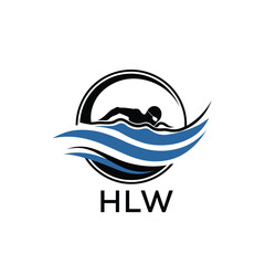 HLW Swimming  Company logo. HLW Water Sports logo design for entrepreneur and business. HTK Training Branding best icon.

