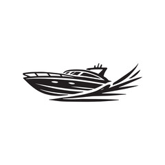 Jet Boat Silhouette Vector . Water Transport Icon.