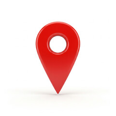Fototapeta premium A glossy red map pin icon symbolizing location, destination, and navigation, presented as a 3D rendering isolated on a white background