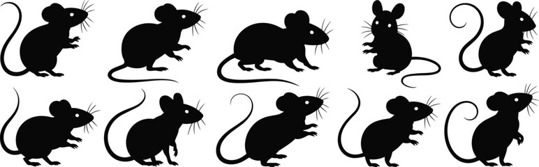 Mouse silhouette vector, black rat illustration, cartoon rodent design, animal clipart, pest control graphic, wildlife drawing, cute mouse artwork © kulsum creatives