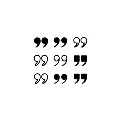 Set of quote mark. Quotes icon vector set. Quote marks outline, speech marks, inverted commas or talking marks collection.