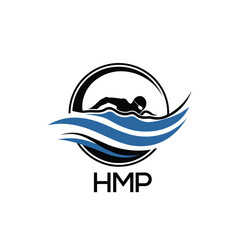 HMP Swimming  Company logo. HMP Water Sports logo design for entrepreneur and business. HTK Training Branding best icon.
