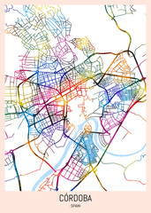 Cordoba Spain City Map. city background, abstract city printable, city travel, city banner, modern city, city background, abstract watercolor, abstract paint, urban background