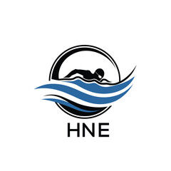 HNE Swimming  Company logo. HNE Water Sports logo design for entrepreneur and business. HTK Training Branding best icon.
