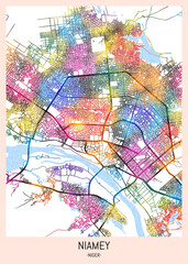 Niamey Niger City Map. city background, abstract city printable, city travel, city banner, modern city, city background, abstract watercolor, abstract paint, urban background