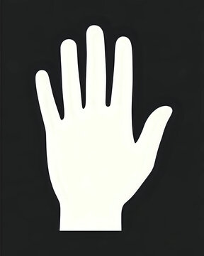 illustration vectorielle d'une paume de main humaine blanche et de ses cinq doigts devant un fond noir