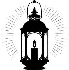 candle lantern with light rays vector illustration