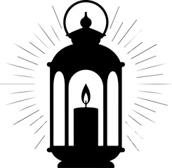 Obraz premium candle lantern with light rays vector illustration