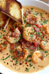 Creamy Shrimp Soup in Elegant Bowls &ndash; AI Generative