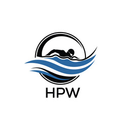 HPW Swimming  Company logo. HPW Water Sports logo design for entrepreneur and business. HTK Training Branding best icon.
