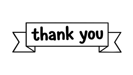 Thank you text with simple ribbon