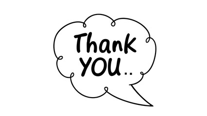 Simple thank you text in hand drawn bubble chat