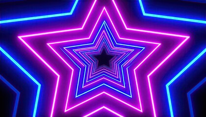 Neon Star Tunnel with Scanline Effect