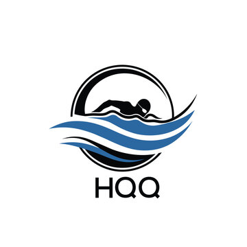 HQQ Swimming  Company logo. HQQ Water Sports logo design for entrepreneur and business. HTK Training Branding best icon.

