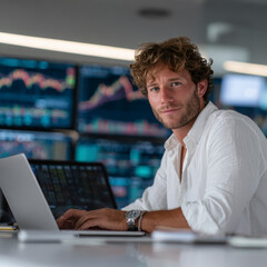 Financial Analyst in Modern Office &ndash; AI Generative