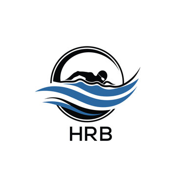 HRB Swimming  Company logo. HRB Water Sports logo design for entrepreneur and business. HTK Training Branding best icon.
