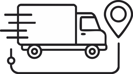 Simple Delivery Truck with Location Pin Icon