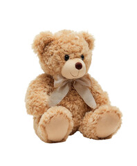 Obraz premium Beige teddy bear sitting, soft plush