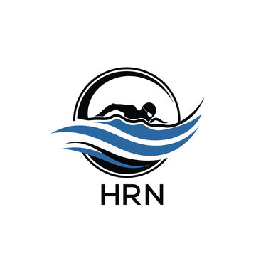 HRN Swimming  Company logo. HRN Water Sports logo design for entrepreneur and business. HTK Training Branding best icon.
