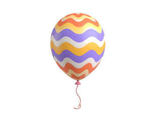 3D Rendered Colorful Balloon with Wavy Stripes on Black Background, Festive Illustration for Parties and Celebrations