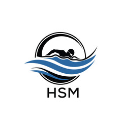HSM Swimming  Company logo. HSM Water Sports logo design for entrepreneur and business. HTK Training Branding best icon.
