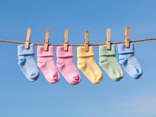 baby clothes hanging on clothesline