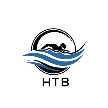 HTB Swimming  Company logo. HTB Water Sports logo design for entrepreneur and business. HTK Training Branding best icon.
