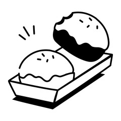 A doodle style icon depicting takoyaki
