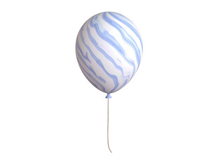 Elegant Blue and White Marbled Balloon with String Isolated on Black Background for Party and Celebration Themes