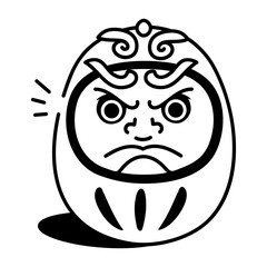 A doodle style icon depicting daruma doll
