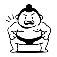 A sketchy style icon showing sumo wrestler
