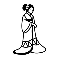 A doodle style icon showing geisha
