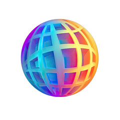 3D globe, vibrant colors, gridded
