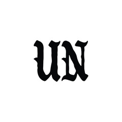 UN monogram logo design letter text name symbol monochrome logotype alphabet character simple logo