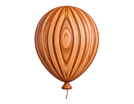 3D Render of a Textured Wooden Balloon Isolated on a Black Background