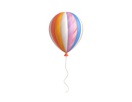 Colorful Striped Hot Air Balloon with String Isolated on Black Background 3D Render - Powered by Adobe