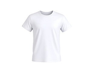 Blank White Round Neck T-Shirt Mockup Front View Isolated on Black Background for Design and Branding Template