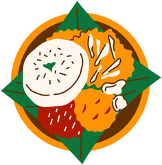 Illustration of Indonesia Traditional Food Nasi Krawu