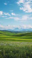 Obraz premium Peaceful countryside landscape filled with green beauty high resolution picture