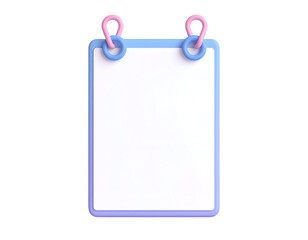3D Rendered Blank Calendar Icon with Pastel Rings for Schedule, Planner, and Reminders