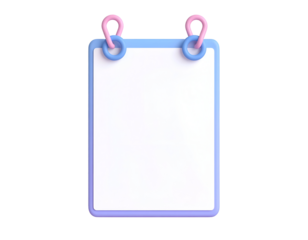 3D Rendered Blank Calendar Icon with Pastel Rings for Schedule, Planner, and Reminders