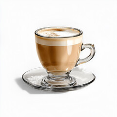 Cappuccino with Milk Foam Isolated on Transparent Background