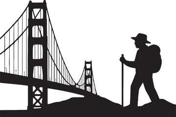 Golden Gate Bridge silhouette vector illustration, ideal for landmark, architecture, travel, and city design.