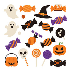 Fototapeta premium Halloween Candy Pack Cute Funny Flat Design